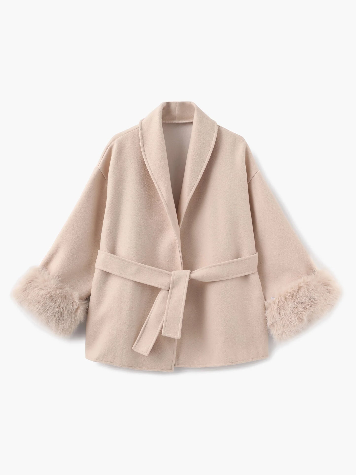 Damen Kurzmantel Kunstfell Elegant Winter