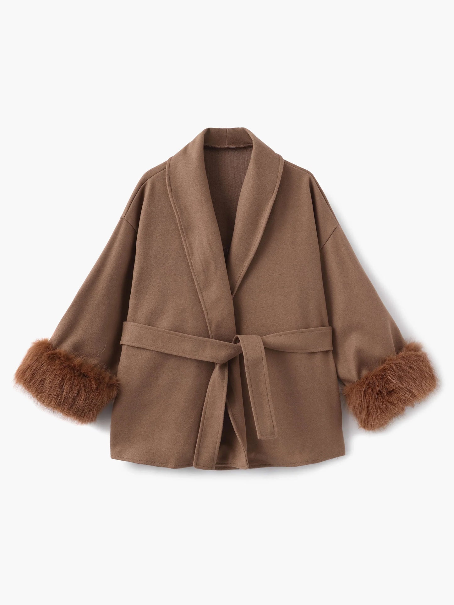 Damen Kurzmantel Kunstfell Elegant Winter