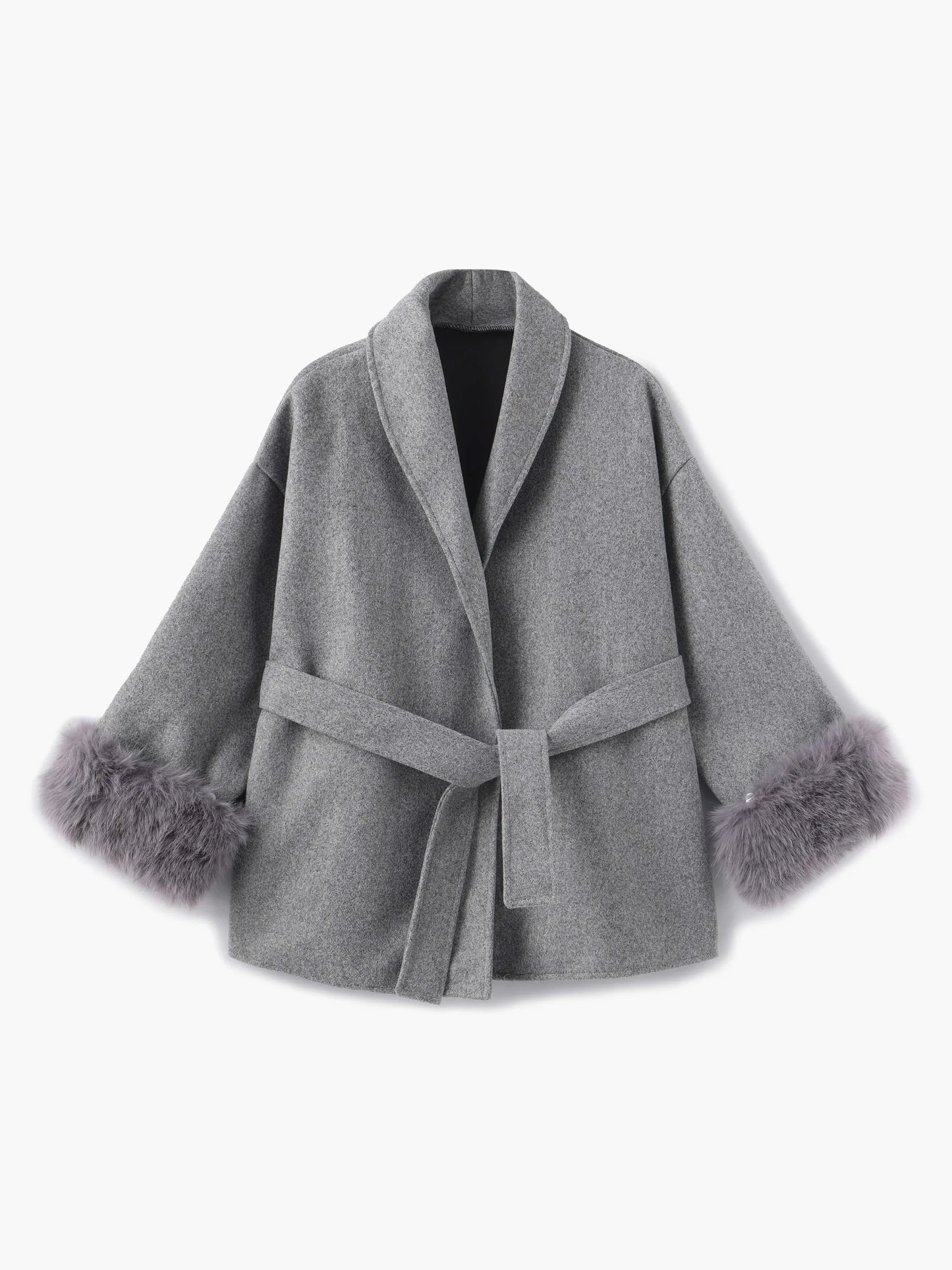Damen Kurzmantel Kunstfell Elegant Winter