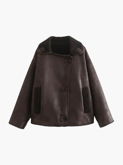 Modische Lederjacke Fleece Innenleben