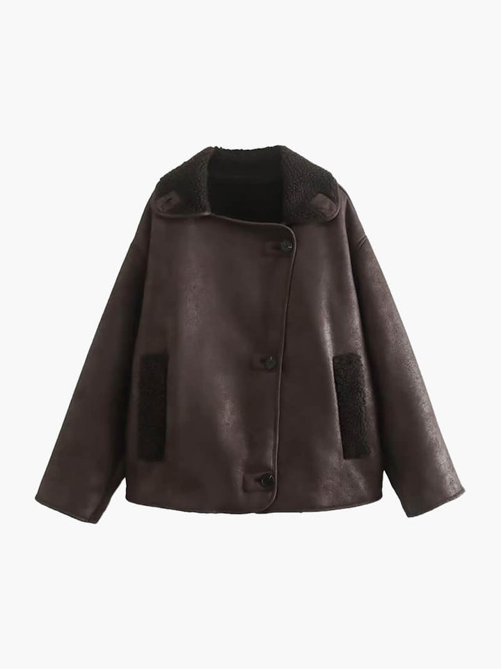 Modische Lederjacke Fleece Innenleben