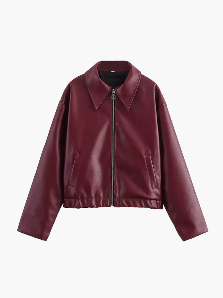 Stilvolle Lederjacke Rot Frauen