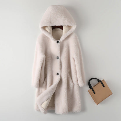 Teddy Mantel Oversized Kapuze Knopfverschluss