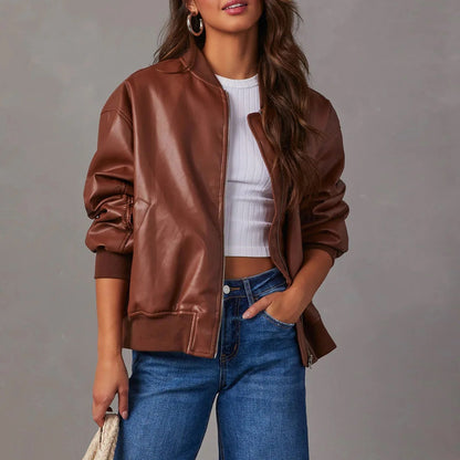 Stilvolle Lederjacke Biker Stil