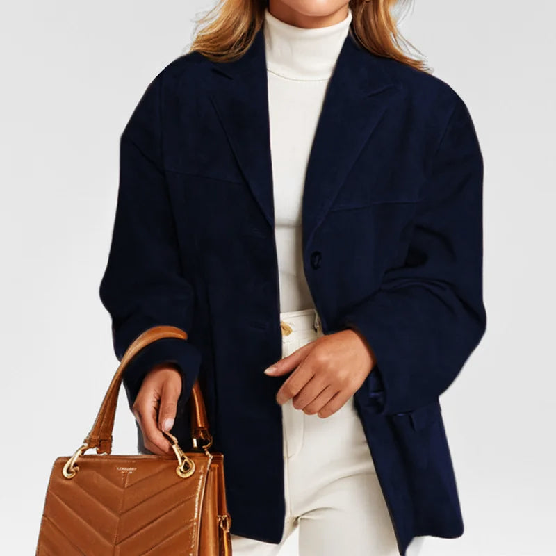 Stylische Lederjacke Damen Wildleder Look