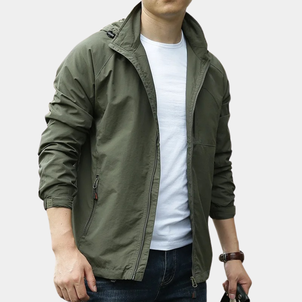 Leichte Sommerjacke Herren Kapuze Cargo - IdealeKleiden