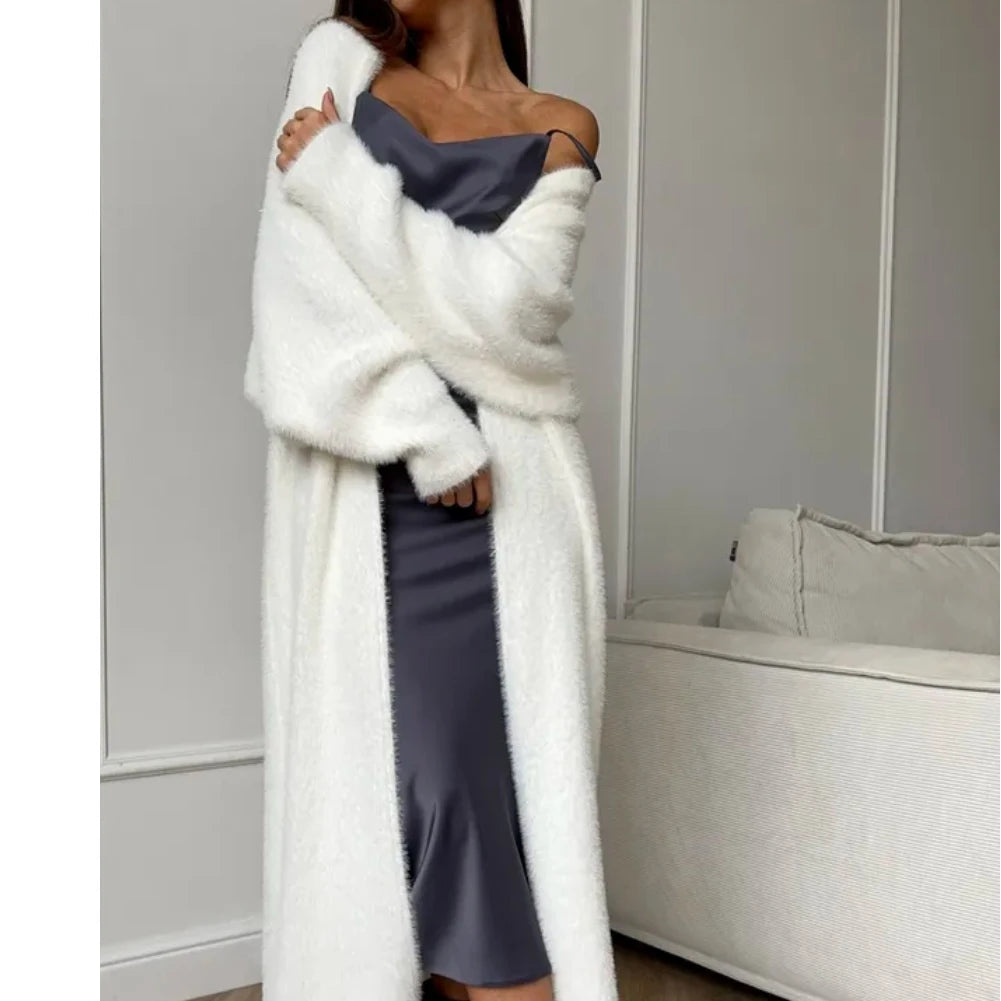 Damen Strickjacke Lang Oversized Bequem