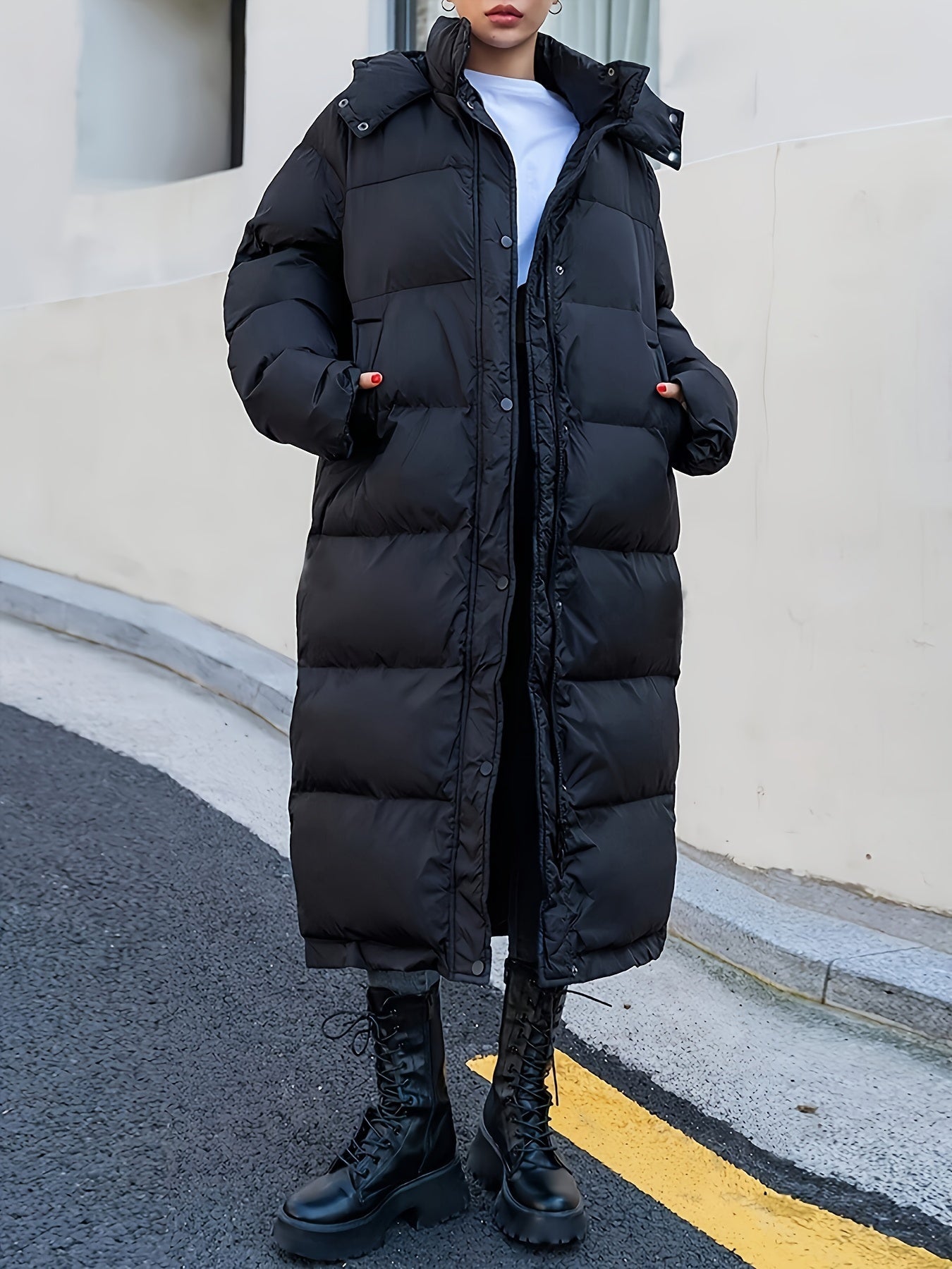 Damen Daunenmantel Lang Elegant Warm
