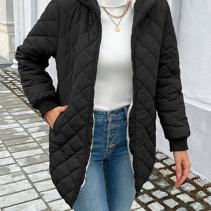 Damen Pufferjacke Warm mit Reißverschluss und Kunstfell