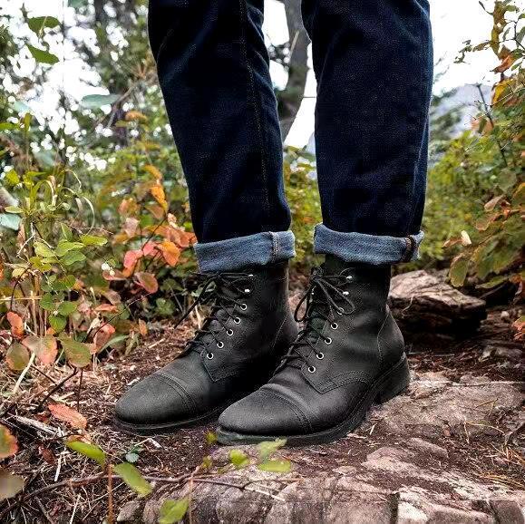 Herren Stiefel Retro Leder Braun Schnürstiefel
