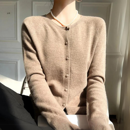 Damen Cardigan Pastell Rosa Rundhals
