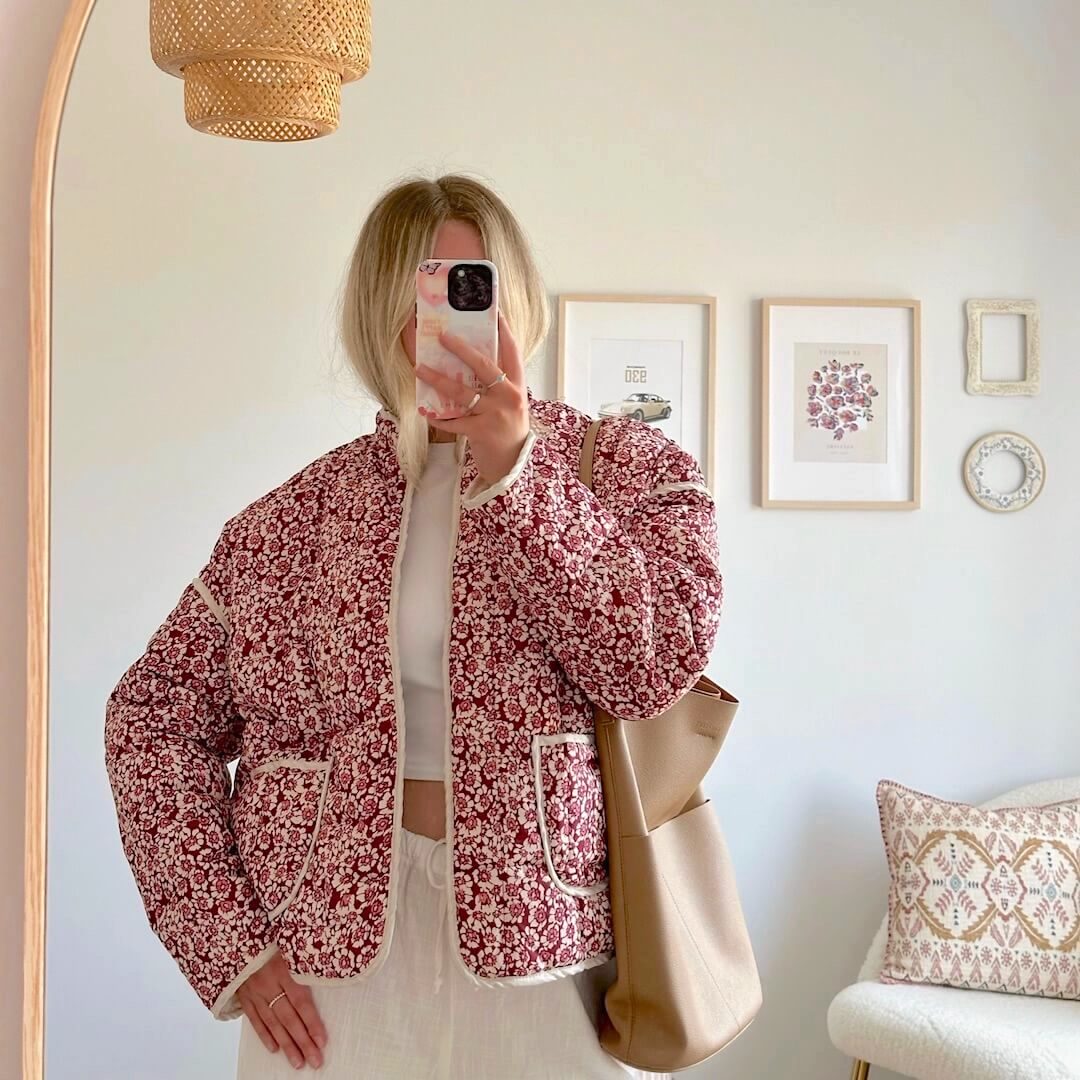 Elegante Damenjacke Blumenmuster Langärmlig