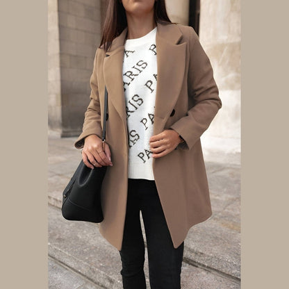 Damen Winterjacke Lang Elegante Knopfverschluss