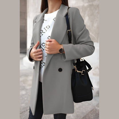 Damen Winterjacke Lang Elegante Knopfverschluss