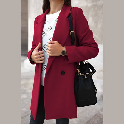 Damen Winterjacke Lang Elegante Knopfverschluss
