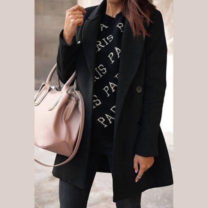 Damen Winterjacke Lang Elegante Knopfverschluss