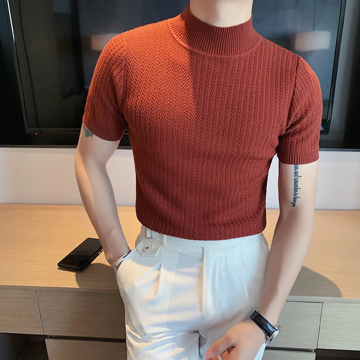 Herren T-Shirt Kurzarm Rollkragen Design