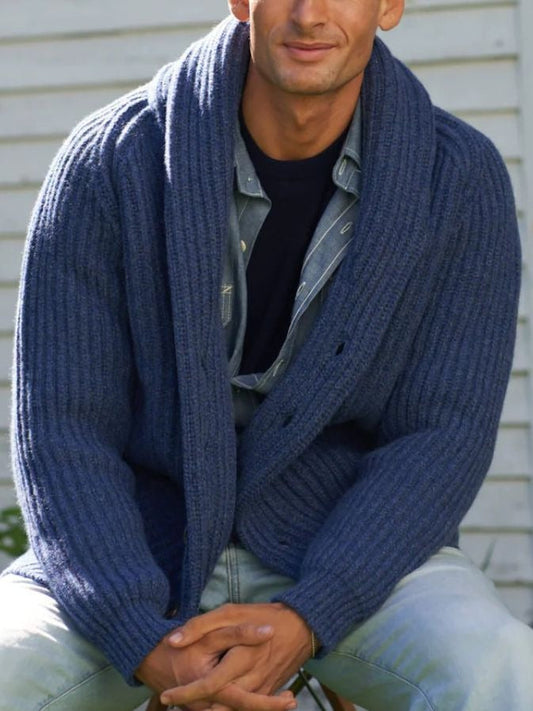 Herren Strickjacke Grob Gestrickt Mit Knöpfen - IdealeKleiden
