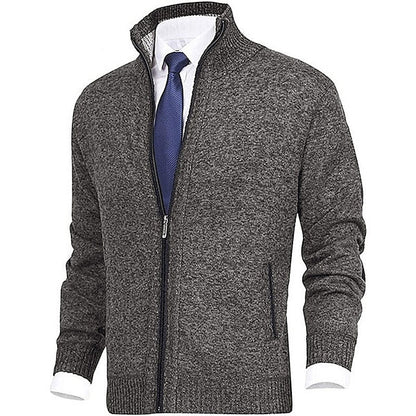 Herren Strickjacke Stehkragen Modern mit Taschen