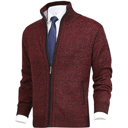 Herren Strickjacke Stehkragen Modern mit Taschen