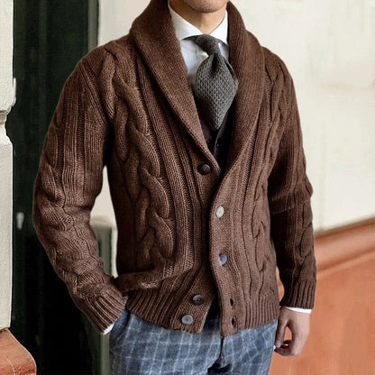 Herren Strickjacke Warm Zopfmuster Winter
