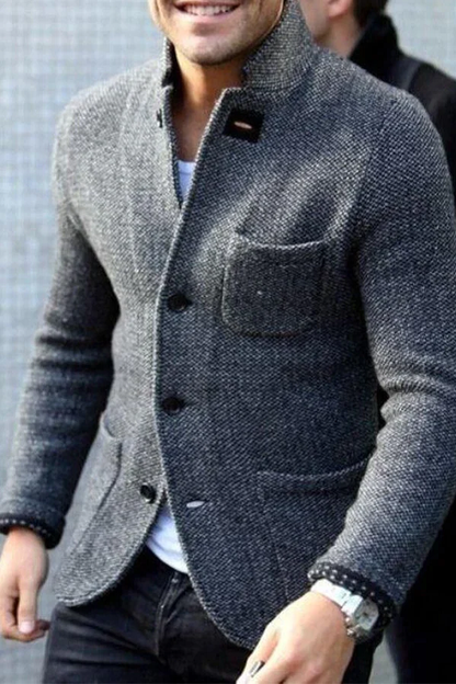 Strickjacke Herren Slim Fit Tweed Blazer - IdealeKleiden