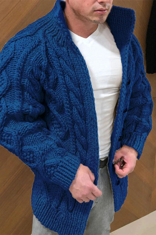 Herren Strickjacke Zopfmuster Grobstrick