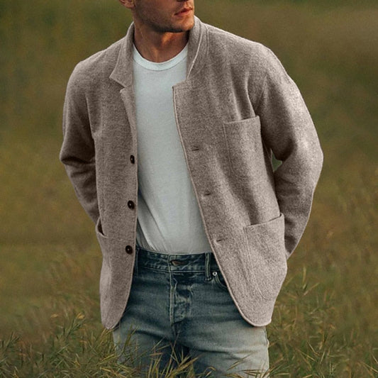 Herren Strickjacke Wollig Mit Knöpfen und Taschen - IdealeKleiden