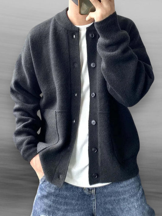 Herren Strickjacke Lässig mit Knöpfen und Taschen - IdealeKleiden