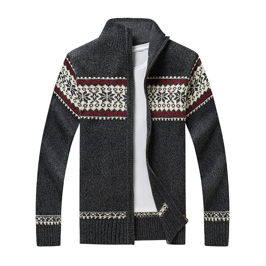 Herren Strickjacke Reißverschluss Nordic Style - IdealeKleiden