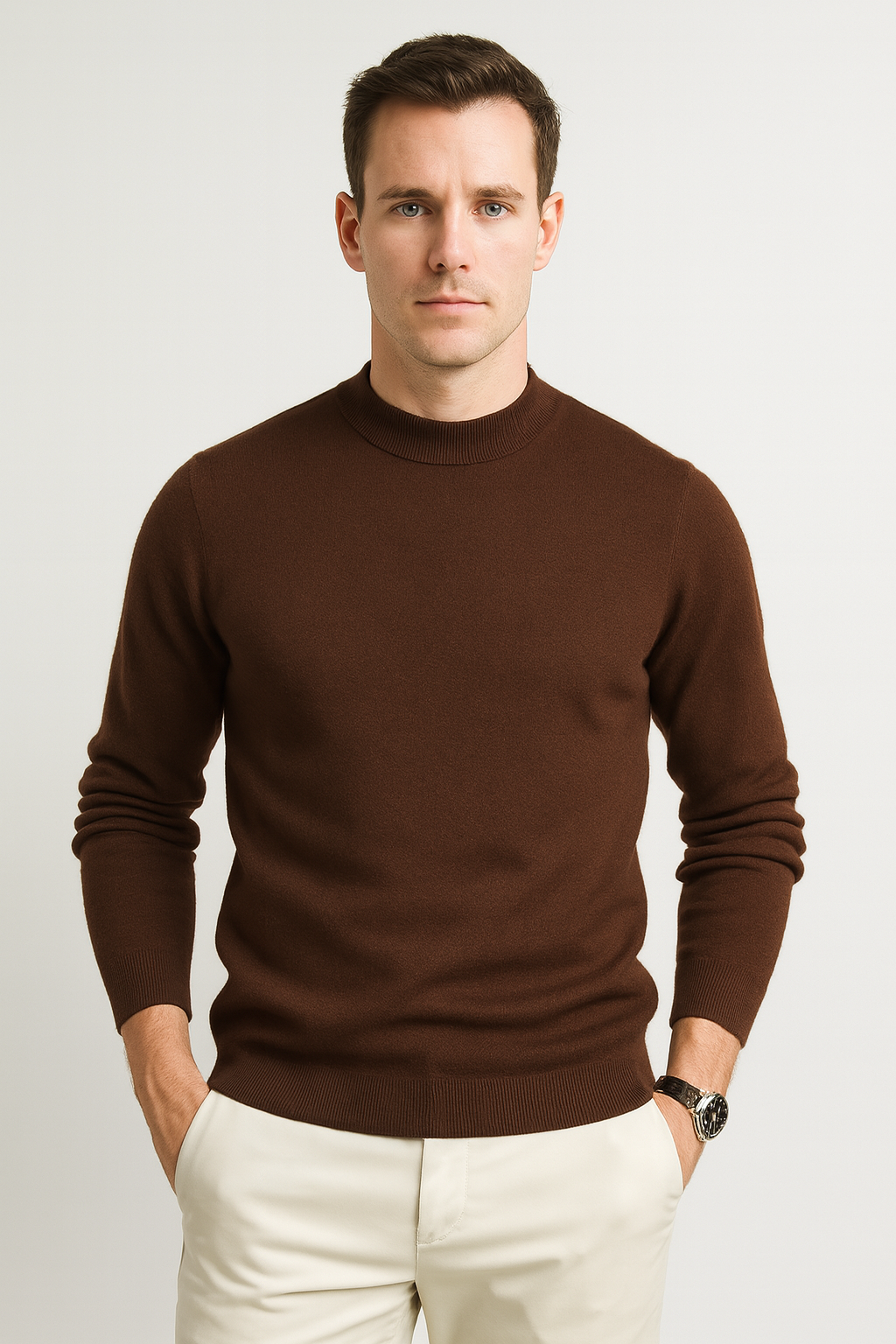 Einfacher Strickpullover Rundhals Herren