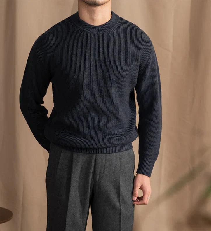 Strickpullover Herren Rundhals Gerippt - IdealeKleiden