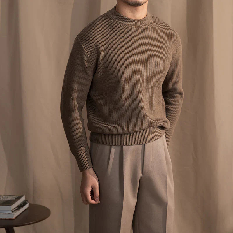 Strickpullover Herren Rundhals Gerippt