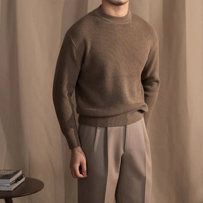 Strickpullover Herren Rundhals Gerippt