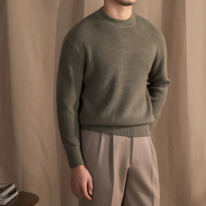 Strickpullover Herren Rundhals Gerippt