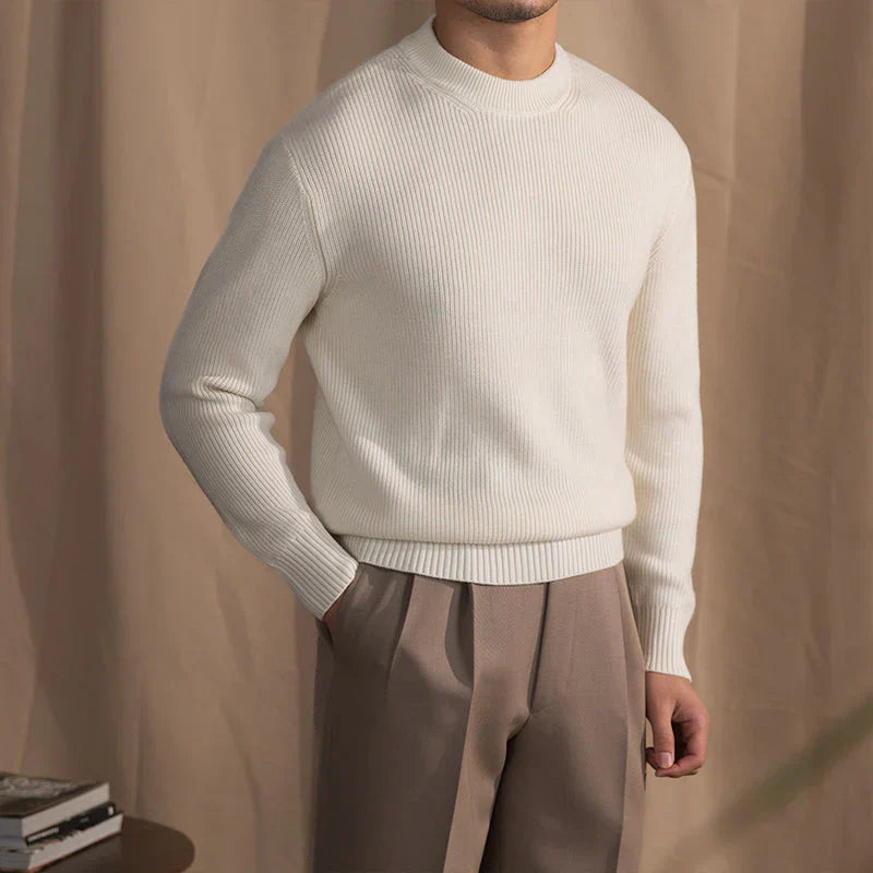 Strickpullover Herren Rundhals Gerippt
