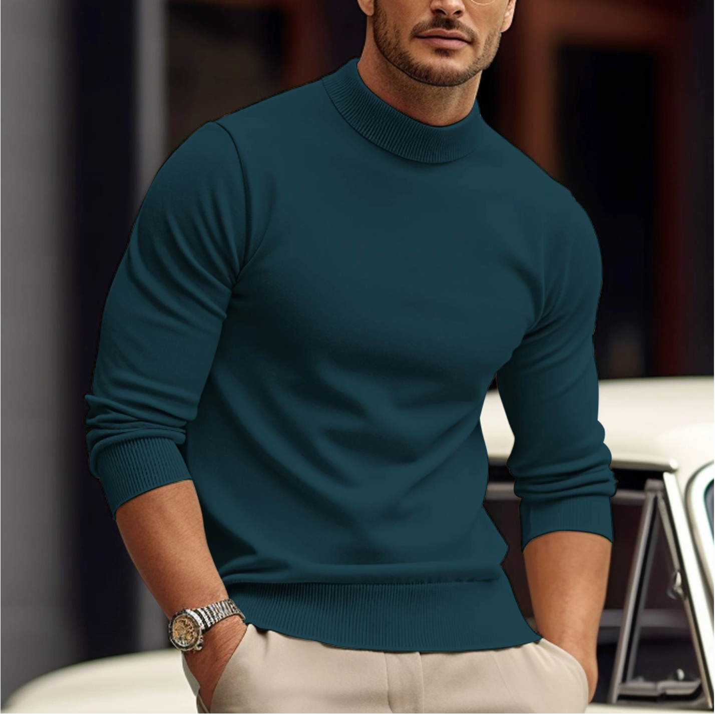 Herren Rollkragenpullover LangarmWarm - IdealeKleiden