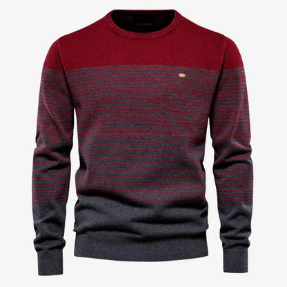 Herren Strickpullover Gestreift Rundhals - IdealeKleiden