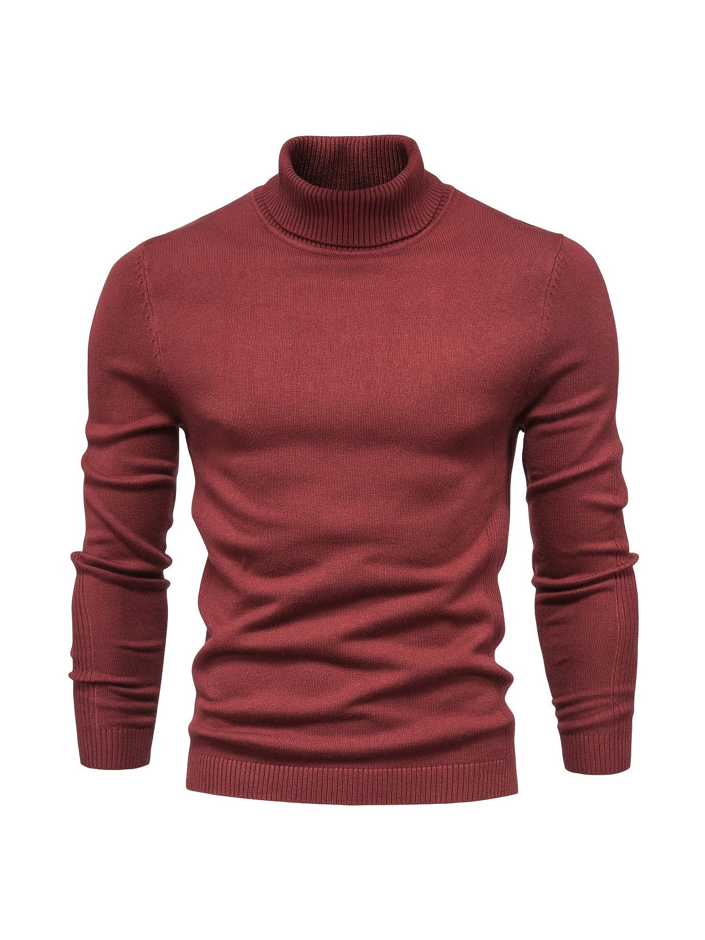 Herren Strickpullover Slim Fit Langarm Rollkragen