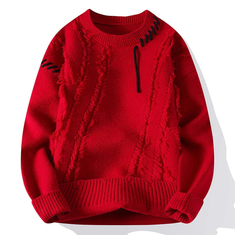 Herren Strickpullover Warm Grobstrick Rundhals