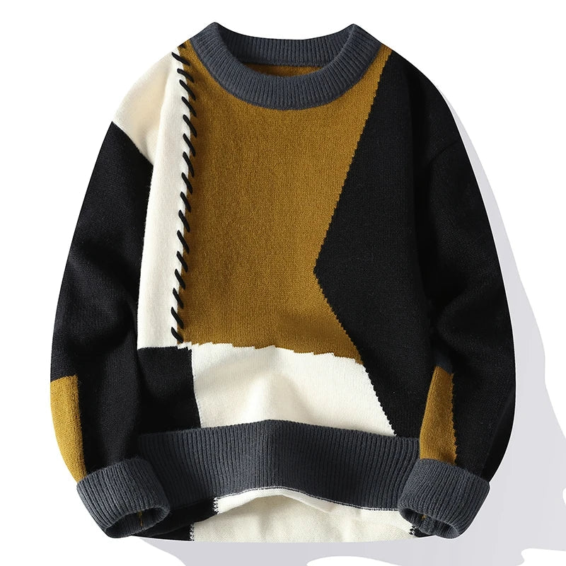 Herren Strickpullover Warm Grobstrick Rundhals