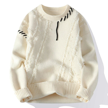 Herren Strickpullover Warm Grobstrick Rundhals