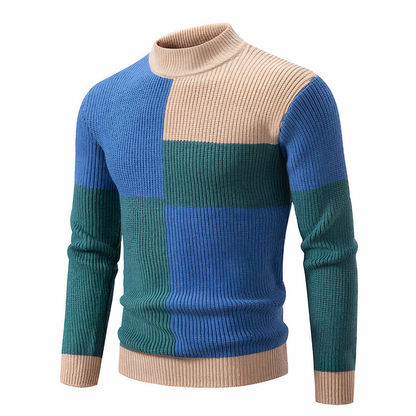 Herren Strickpullover Slim Fit Patchwork Design