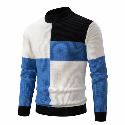 Herren Strickpullover Slim Fit Patchwork Design
