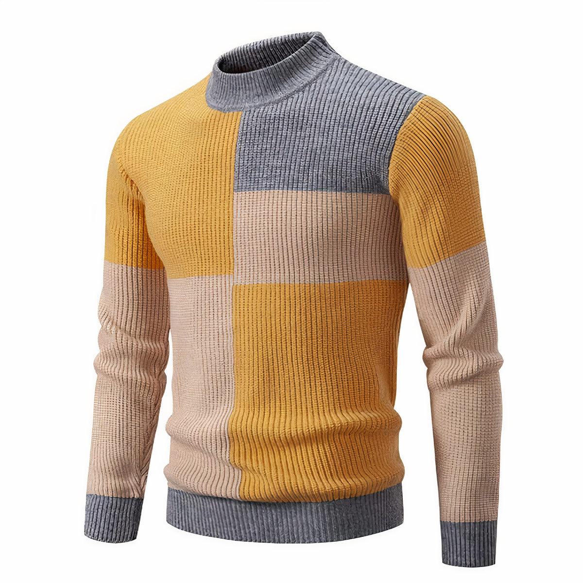 Herren Strickpullover Slim Fit Patchwork Design