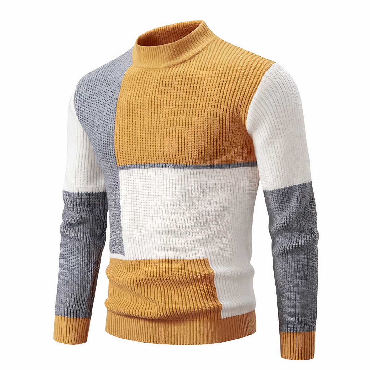 Herren Strickpullover Slim Fit Patchwork Design