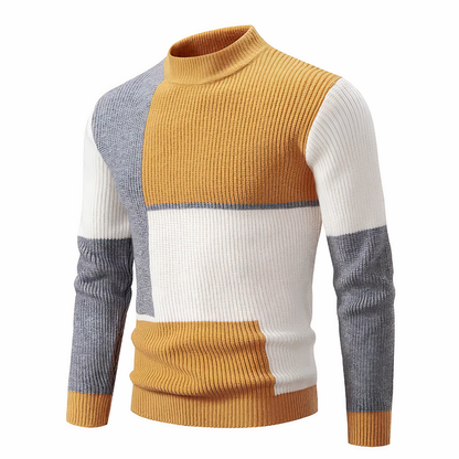 Herren Strickpullover Slim Fit Patchwork Design