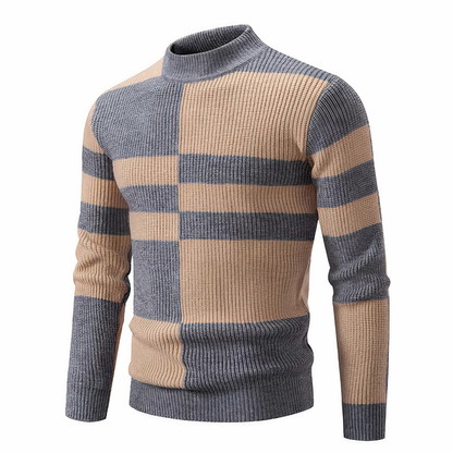 Herren Strickpullover Slim Fit Patchwork Design