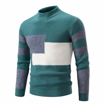Herren Strickpullover Slim Fit Patchwork Design