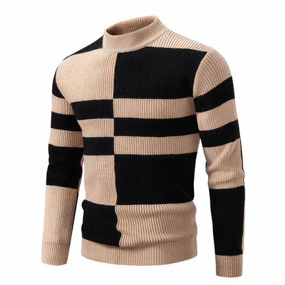 Herren Strickpullover Slim Fit Patchwork Design